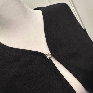 Ann Taylor Dressy One Button Open Cardigan Black Silk Blend Sweater Size S